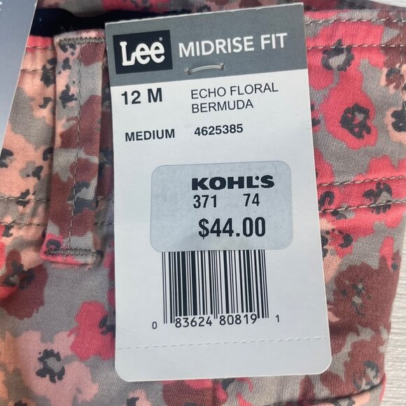 Lee Floral Bermuda Shorts Womens Size 12 Pink Midrise New Summer Casual - Picture 10 of 11